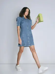 Vero Moda Puff Sleeve Cotton Shirt Dress