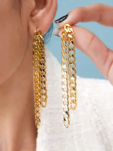 SWASHAA Gold-Plated Stainless Steel Contemporary Drop Earrings