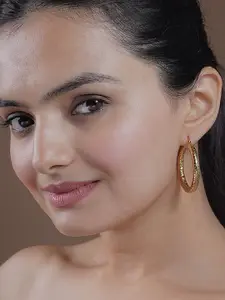 SWASHAA 18K Gold Plated Stainless Steel Contemporary Hoop Earrings