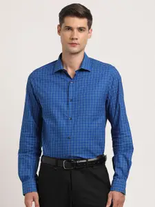 Turtle Men Standard Spread Collar Micro Checked Cotton Slim Fit Formal Shirt