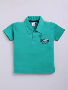 Nottie Planet Boys Solid Polo Collar Cotton T-Shirt