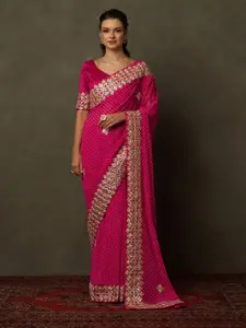 Saree mall Bandhani Gotta Patti Poly Georgette Bandhani Sarees