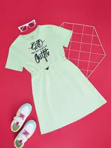 Pantaloons Junior Girls pure Cotton Round Neck A-Line Dress