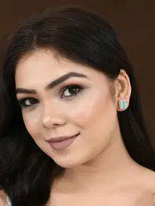 Voylla Rhodium-Plated American Diamond Sparkling Elegance Square Studs