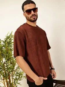 Thomas Scott Men Solid Round Neck Cotton Oversized T-shirt