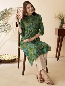 Anouk Abstract Printed Band Collar Straight Kurta