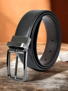 CRUSSET Men Textured Leather Tang Reversible Formal Belt