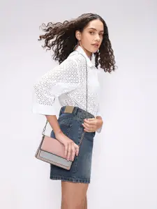 Vero Moda Women Spread Collar Solid Crochet Cotton Casual Shirt