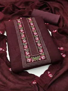 Peachmode Floral Embroidered Sequinned Unstitched Dress Material