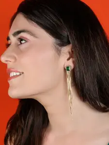 SWASHAA Thalia 18K Gold Plated Stainless Steel Cubic Zirconia Contemporary Drop Earrings