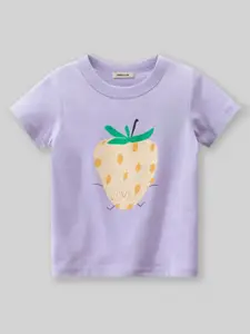 INCLUD Girls Graphic Printed Round Neck Cotton T-Shirt