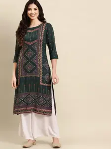 Anouk Ethnic Motifs Printed Round Neck Straight Kurta
