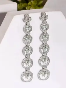 Voylla Sparkling Elegance Radiant Rhodium Plated American Diamond Drop Earrings