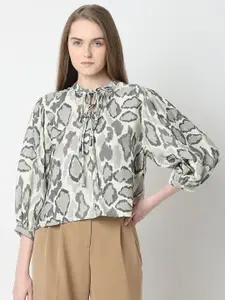 Vero Moda Women Abstract Printed Tie-Up Neck Top