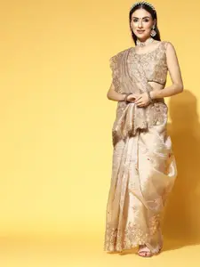 Saree mall Floral Embroidered Organza Sarees