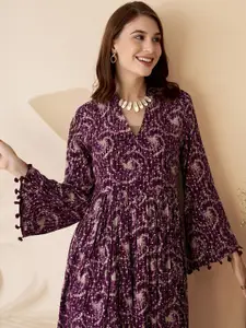 Anouk Abstract Midi Tassel Ethnic Dress