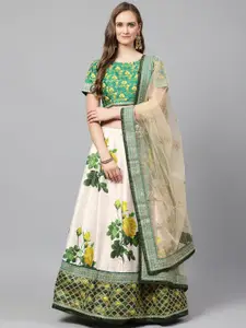 FABPIXEL Sequin Embroidered Semi-Stitched Lehenga & Unstitched Blouse With Dupatta