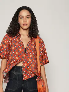 Vero Moda Women Spread Collar Floral Printed Cotton Casual Shirt