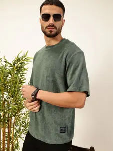 Thomas Scott Men Solid Round Neck Cotton Oversized T-shirt