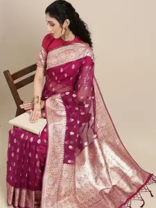 Saree mall Woven Design Zari Ethnic Motifs Organza Banarasi Sarees