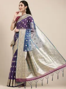 Saree mall Ethnic Motifs Zari Organza Banarasi Sarees