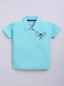 Nottie Planet Boys Solid Polo Collar Cotton T-Shirt