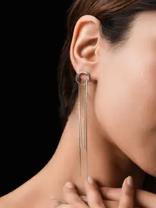 SWASHAA Silver-Plated Stainless Steel Contemporary Drop Earrings