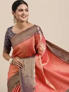 Saree mall Ethnic Motifs Zari Silk Blend Banarasi Sarees