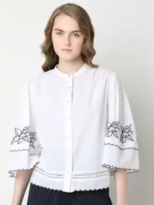 Vero Moda Women Band Collar Floral Printed Cotton Casual Shirt