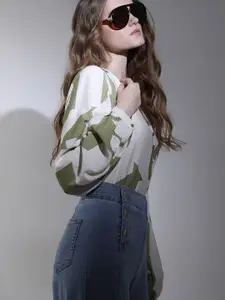 Vero Moda Women Collarless Abstract Printed Casual Shirt