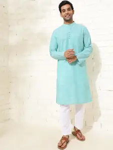 Fabindia Mandarin Collar Long Sleeves Cotton Straight Kurta