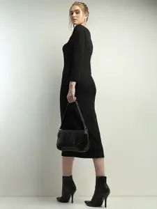 Vero Moda Solid Boat Neck Sheath Midi Dress