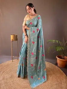 DEVATITHI Floral Embroidered Tussar Saree