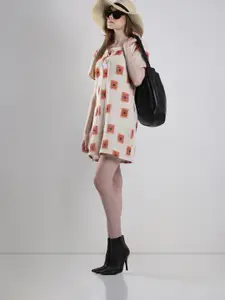 Vero Moda Women Printed Flared Sleeve Net A-Line Dress