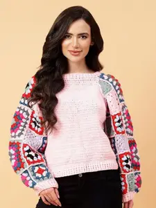 Velvery Women Floral Pullover with Applique Detail