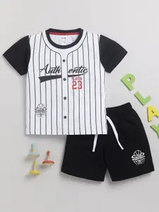 LITTLE NINJA Boys Printed Pure Cotton T-shirt with Shorts