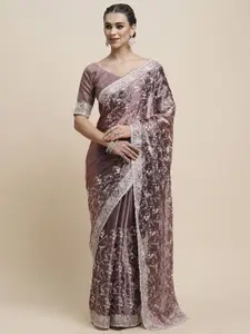 Saree mall Floral Embroidered Organza Sarees