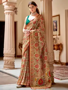 Saree mall Ethnic Motifs Zari Silk Blend Bagh Sarees