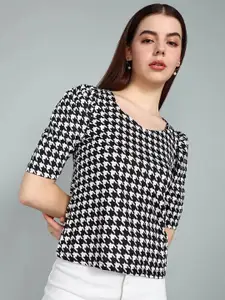 Dream Beauty Fashion Women Geometric Printed Round Neck Top