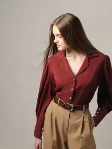 Vero Moda Women Cuban Collar Solid Formal Shirt