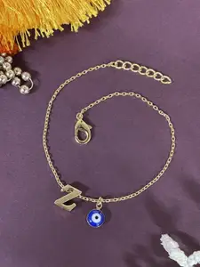 Digital Dress Room Gold Plated Evil Eye Charm Z Initial Bracelet Rakhi