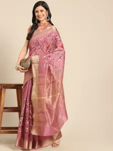 KALINI Floral Embroidered Mysore Silk Saree