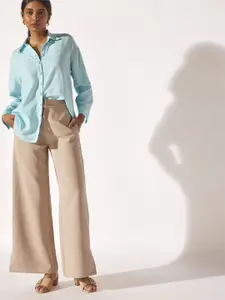 The Label Life Women Solid Spread Collar Casual Shirt