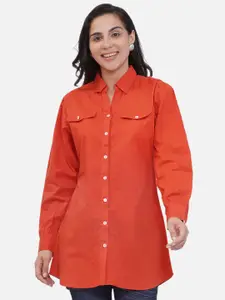 KALINI Women Classic Spread Collar Solid Cotton Relaxed Fit Casual Shirt