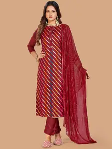 JULEE Striped Embroidered Gotta Patti Unstitched Dress Material