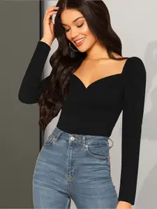 Dream Beauty Fashion Women Solid Sweetheart Neck Top