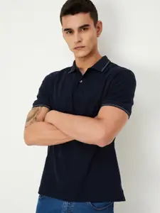 max Men Solid Polo Collar Cotton T-Shirt
