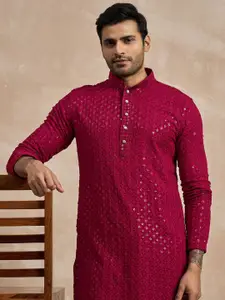 Anouk Ethnic Motifs Embroidered Mandarin Collar Thread Work Straight Kurta