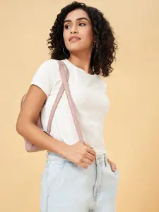 People Women Solid Round Neck Cotton Top