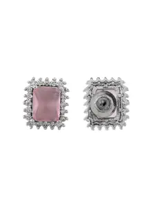 Voylla Rhodium Plated Contemporary American Diamond Studded Earrings